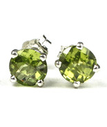 SE012, Peridot, 925 Sterling Silver Post Earrings - £37.29 GBP