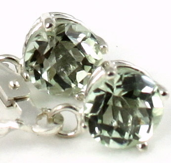 SE017, 6mm Green Amethyst, 925 Sterling Silver Leverback Earrings