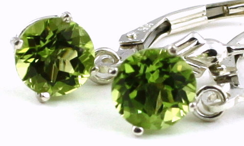 Primary image for SE017, 6mm Peridot, 925 Sterling Silver Leverback Earrings