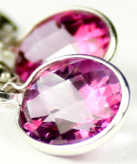 SE101, 10x8mm Pure Pink Topaz, 925 Sterling Silver Leverback Earrings
