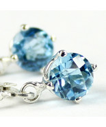 SE017, 6mm Swiss Blue Topaz, 925 Sterling Silver Leverback Earrings - £47.10 GBP