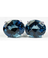 SE102, 10x8mm London Blue Topaz, 925 Sterling Silver Post Earrings - $142.39