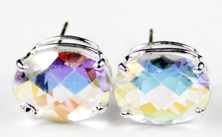 SE202, 12cts, Mercury Mist Topaz, 925 Sterling Silver Post Earrings