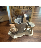 1984 Lowell Davis BFA Schmid Figurine &quot;Barn Cats&quot; Drinking Milk From Bucket - $11.40