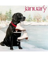 Labrador Ice Skates January Dog Days Poster Calendar 14 x 11&quot; Art Leigh ... - $41.01 CAD