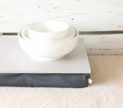 iPad stable table or Laptop Lap Desk without lip- Grey with dark Grey pillow - $49.00