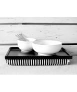 Breakfast serving or Laptop Lap Desk with Pillow Tray- Black and White Striped - £55.21 GBP