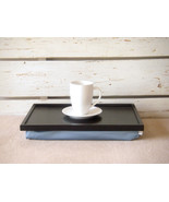 Breakfast serving Tray, Wooden Laptop Lap Desk with pillow - Black with ... - £42.37 GBP