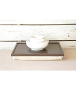 Breakfast serving Tray or Laptop Lap Desk- Greyish brown with ivory Line... - £42.37 GBP