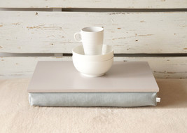 iPad stable table or Laptop Lap Desk without edges - Grey with Grey Linen pillow - $49.00