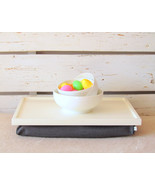 Easter Breakfast serving or Laptop Lap Desk, Computer Stand- Off White with Grey - $54.00