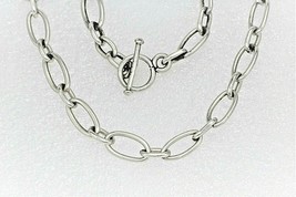 17" inch Oval Link Chain Necklace Toggle 30.2 g Real Solid Sterling Silver 925 - £236.03 GBP