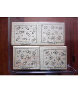 Stampin&#39; Up 2004 Fabulous Four 4 Mounted Wooden Stamps NEW!!! - $29.48 CAD