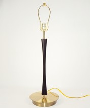 Table/Desk Lamp ~ Black Matte Tapered Wood Column w/Satin Brass Base #2840670 - £39.25 GBP