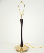 Table/Desk Lamp ~ Black Matte Tapered Wood Column w/Satin Brass Base #28... - $48.95