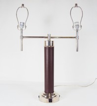 Double Post Table/Desk Lamp ~ Faux Leather Column w/Power Outlet Base #2840630 - £39.12 GBP