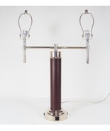 Double Post Table/Desk Lamp ~ Faux Leather Column w/Power Outlet Base #2... - £39.13 GBP