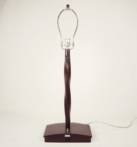 Mahogony Table/Desk Lamp ~ Twisted Wood Column w/Power Outlet On Base #2840640 - £54.96 GBP