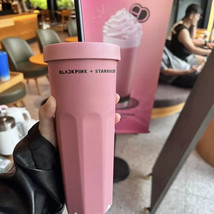 New Starbucks Blackpink Limited 14oz Pink Plastic Straw Cup Tumbler US Stock - £24.25 GBP