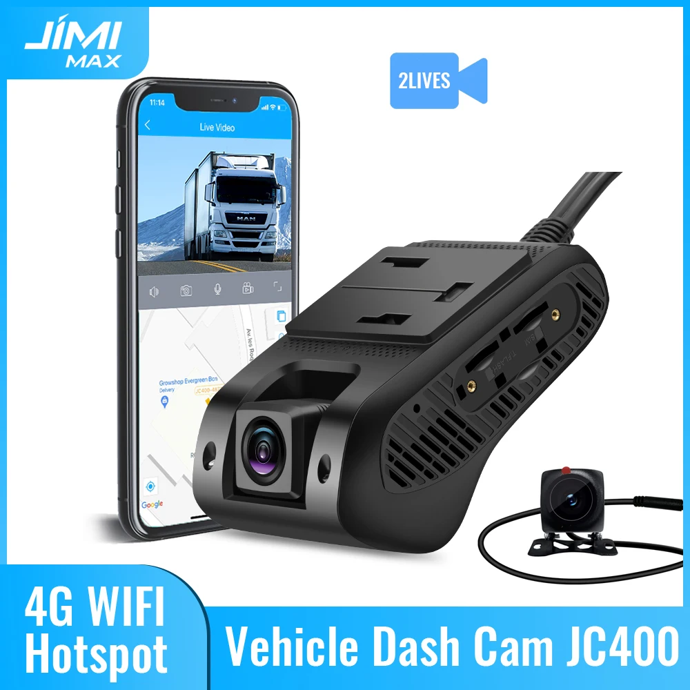 Jimimax 4G Dash Cam Front And Rear JC400-A Wifi Hotspot Dvr Camera Live Stream - £230.75 GBP+