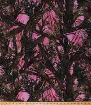 True Timber Pink Camouflage Trees Branches Outdoors Fleece Fabric Print A505.32 - $9.97