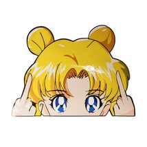 Sailor Moon Blonde Cute Girl Anime Middle Finger Peeker Sticker Decal Car Decor - £15.72 GBP