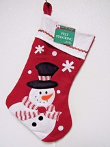 1 Snowman Red Felt 16&quot; Christmas Holiday Stocking - $7.25