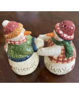 Vintage Deb Strain Snowman Salt And Pepper Shaker Set Friends Always - £15.73 GBP