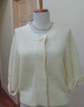 Nwot   Kenneth Cole Reaction Ivory Round Neck Short Sleeve Cardigan   Size M - £22.41 GBP