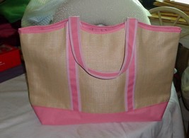 NWOT - ESTEE LAUDER (GWP) Beige &amp; Pink Canvas Large Shoulder Handbag/Tote - $14.01