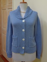 EUC-J. JILL Blue Acrylic/Cotton Blend Long Sleeve Button-Front Cardigan ... - $18.69