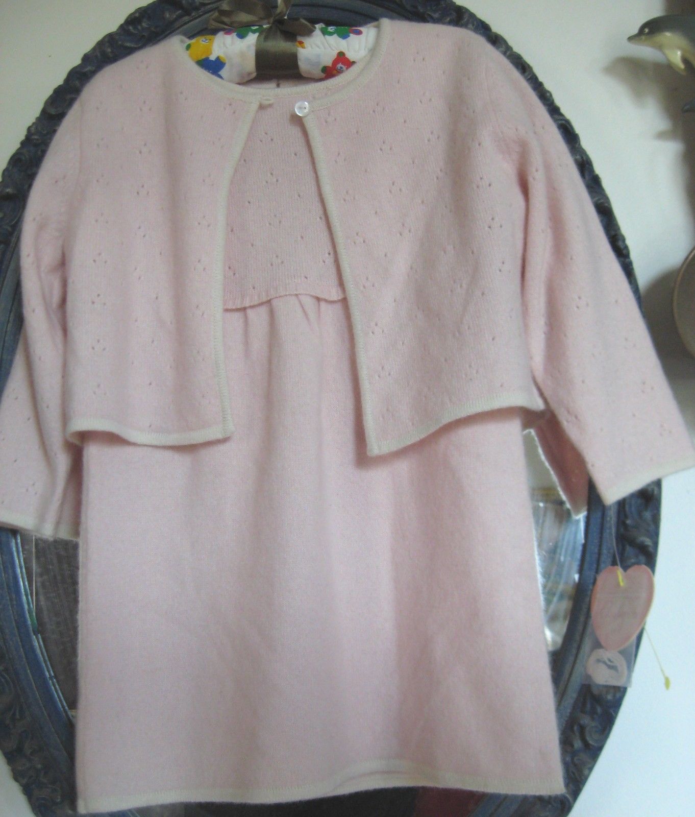 NWT-PIPER & POSIE Baby Girl's Light Pink 100% Cashmere Dress & Cardigan-12 Mos - £38.83 GBP