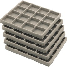 5 Gray 16 Slot 1/2 Size Jewelry Display Tray Inserts New - £22.64 GBP