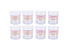 Dennis East Sparkle &amp; Shine Holiday Cocktail Glasses w/ Sayings 10 oz Set/8 NEW - £19.24 GBP