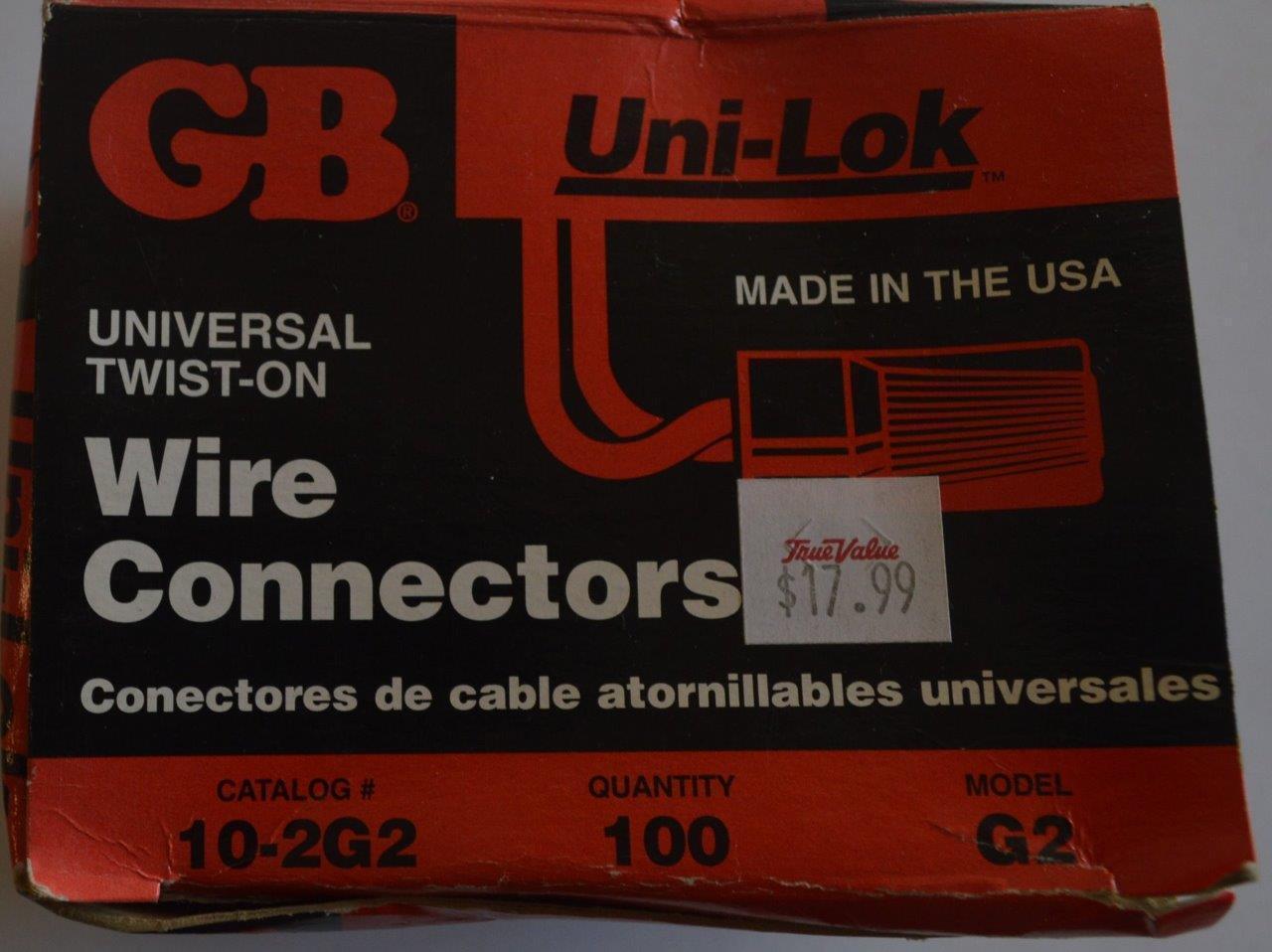 Gb UNI-lok Wire Connectors 10-2G2 Red Box of 99  inv E26 - $7.00