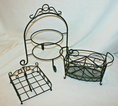 3 Piece Serve ware Plates Napkins &amp; Flatware Holders Black Sturdy High Q... - $25.00