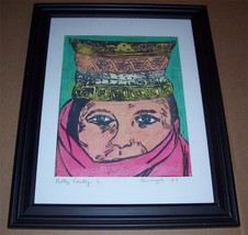 2008 Hand signed & numbered 1/1 Jim Provenzale "Pretty Ghetty" Woodcut Art Print - $386.99