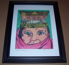 2008 Hand signed &amp; numbered 1/1 Jim Provenzale &quot;Pretty Ghetty&quot; Woodcut Art Print - £302.72 GBP