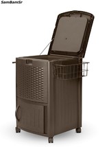 Suncast Resin Wicker Cooler,Cabinet,Patio,Wheel,Beverage,Decorate,Wicker,Can,Ice - £152.30 GBP