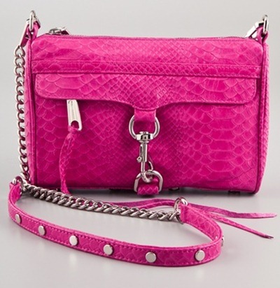 Primary image for NWT Rebecca Minkoff MINI MAC Snake Embossed Leather Crossbody Bag Pink AUTHENTIC