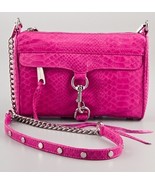 NWT Rebecca Minkoff MINI MAC Snake Embossed Leather Crossbody Bag Pink A... - $155.00