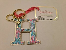 Lilly Pulitzer Printed Initial Keychain Letter H/Bag Charm Best Fishes New - £19.63 GBP