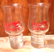 Vintage Red Lobster Hurricane Drinking Glasses Red Logo Pair of 2 - $7.73