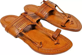 Mens Kolhapuri Leather chappal handmade HT54 Flat ethnic Shoes US size 7-12 - £28.94 GBP
