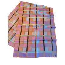 VTG 60s ECHO Mod Silk Scarf Pinks Apricot Brown Gold Block Print 44x30 R... - $21.78