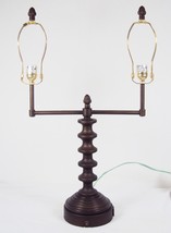 Table/Desk Lamp ~ Twin Bulbs, Power Outlet ~ Turned Wood Styling #2840750 - £54.49 GBP