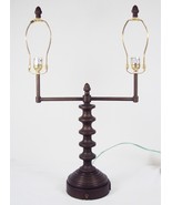 Table/Desk Lamp ~ Twin Bulbs, Power Outlet ~ Turned Wood Styling #2840750 - $68.55
