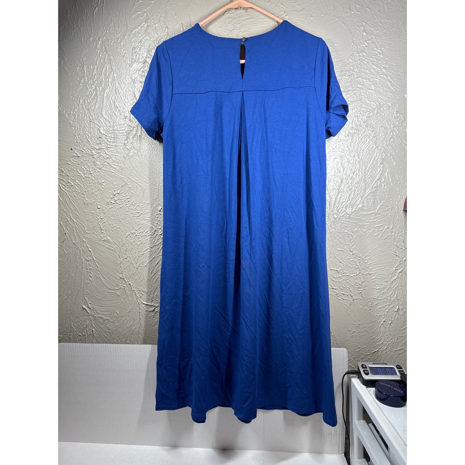 J. JILL Wearever Ballet Sleeve Dress 3/4 Knee Length Stretch Blue Size Small Item image 3