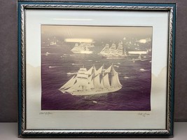 1976 Photo Tall Ships &quot;Start of Race&quot; Kruzenshtern USSR Framed - £20.69 GBP