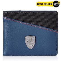 Authentique portefeuille homme Puma Ferrari bleu à deux volets en cuir P... - £21.32 GBP